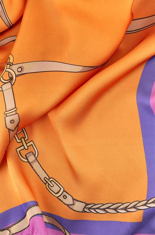 Leila Chain Print Scarf _ 149228 _ Orange sold by Dunns product image thumbnail 4