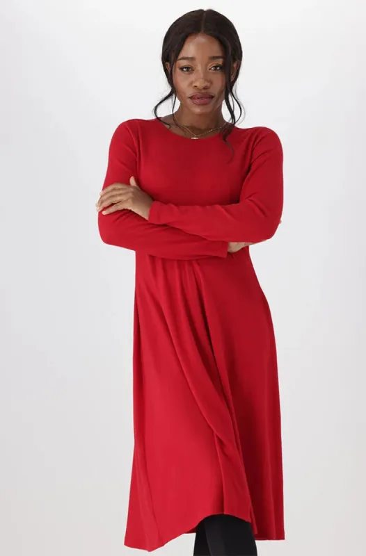 Gia Fit And Flare Crew Neck Dress _ 148636 _ Red sold by Dunns