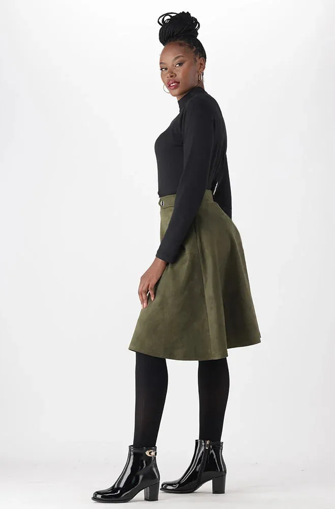 Emilia Faux Suede Midi Skirt _ 148817 _ Fatigue sold by Dunns product image thumbnail 5