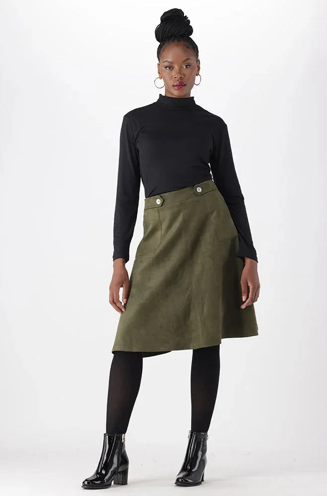 Emilia Faux Suede Midi Skirt _ 148817 _ Fatigue sold by Dunns product image thumbnail 4