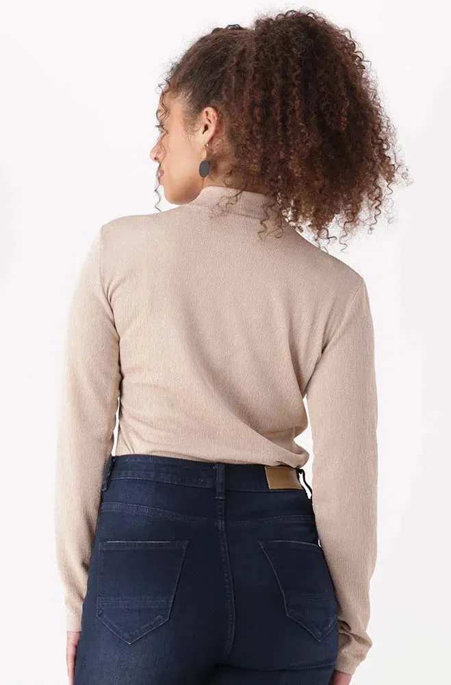 Gloria Turtle Neck Top _ 148364 _ Beige sold by Dunns product image thumbnail 3