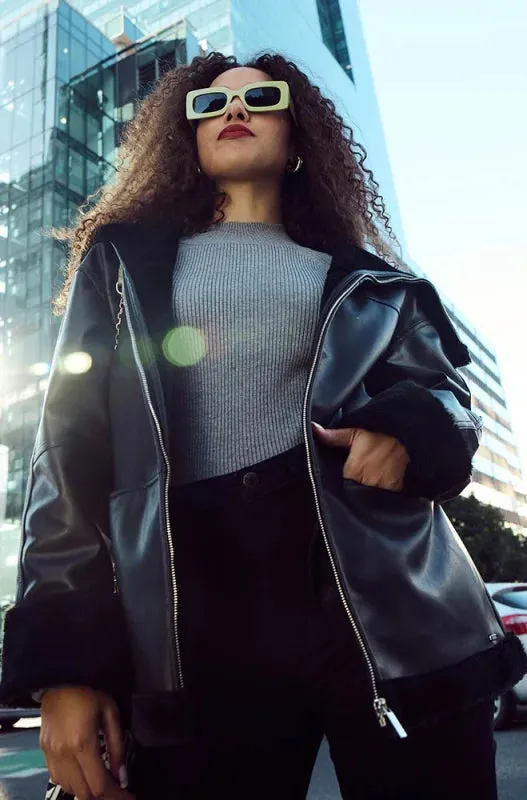 Luna Aviator Jacket _ 144942 _ Black sold by Dunns