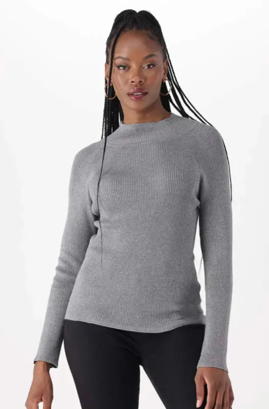 Tyler Rib Turtle Neck Jersey _ 146109 _ Grey Mel sold by Dunns