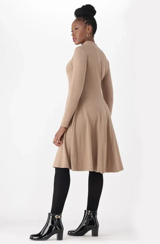Gia Fit And Flare Turtle Neck Dress _ 148641 _ Taupe sold by Dunns product image thumbnail 5