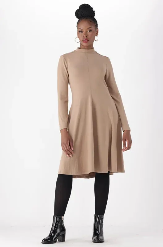 Gia Fit And Flare Turtle Neck Dress _ 148641 _ Taupe sold by Dunns product image thumbnail 4