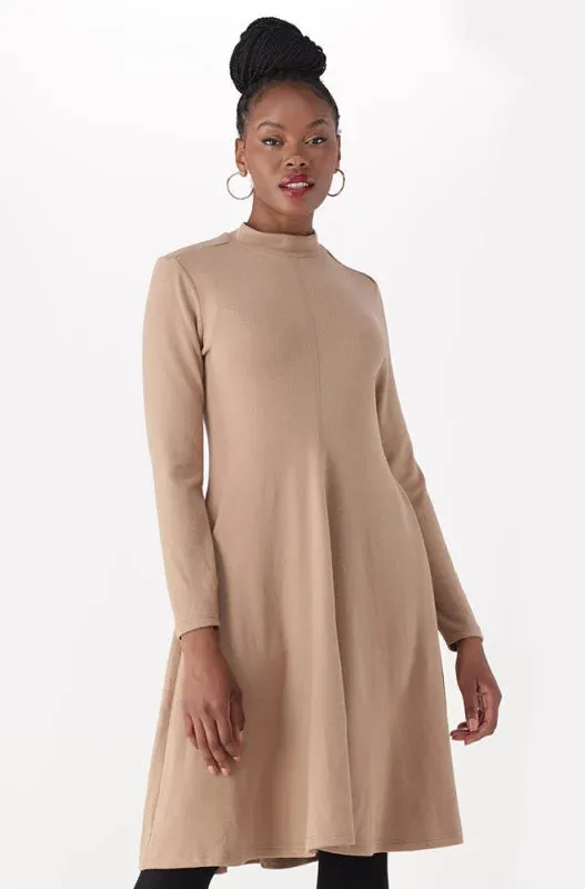 Gia Fit And Flare Turtle Neck Dress _ 148641 _ Taupe sold by Dunns