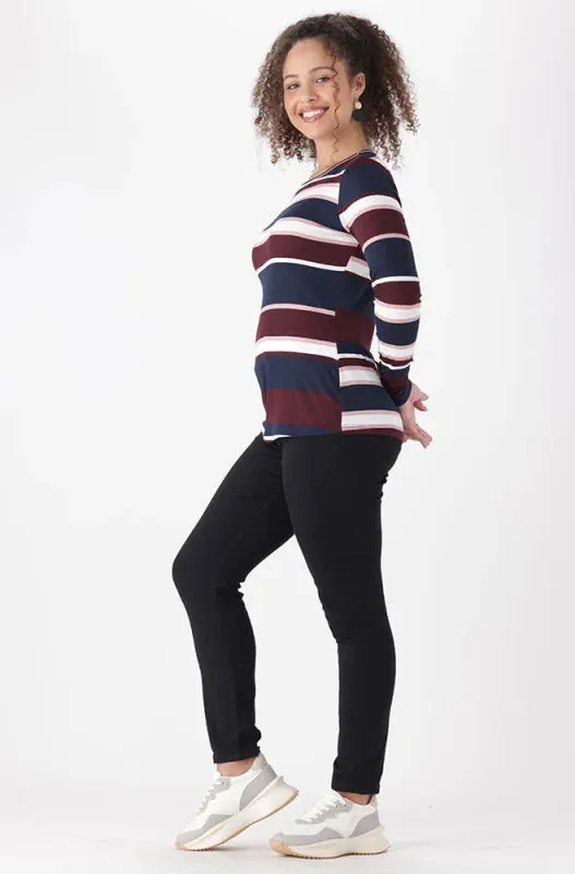 Clero Stripe Tee _ 148076 _ Burgundy sold by Dunns product image thumbnail 5