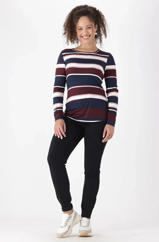 Clero Stripe Tee _ 148076 _ Burgundy sold by Dunns product image thumbnail 4
