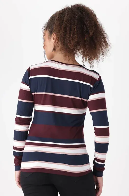 Clero Stripe Tee _ 148076 _ Burgundy sold by Dunns product image thumbnail 3