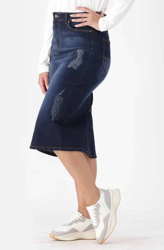 Diane Denim Skirt _ 148446 _ Dark Wash sold by Dunns product image thumbnail 2