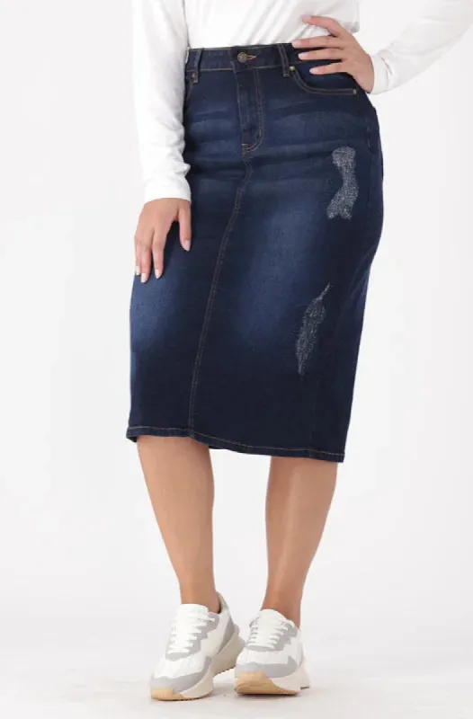 Diane Denim Skirt _ 148446 _ Dark Wash sold by Dunns