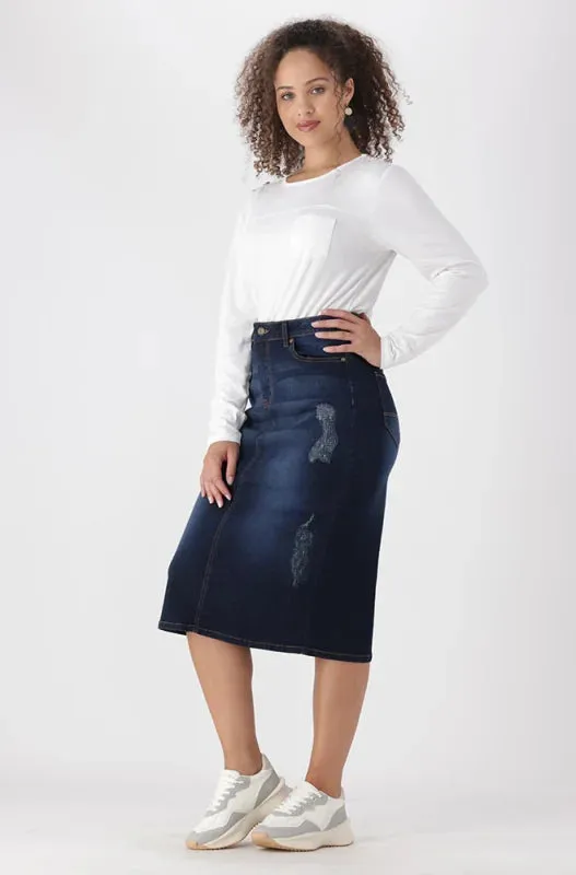 Diane Denim Skirt _ 148446 _ Dark Wash sold by Dunns product image thumbnail 5