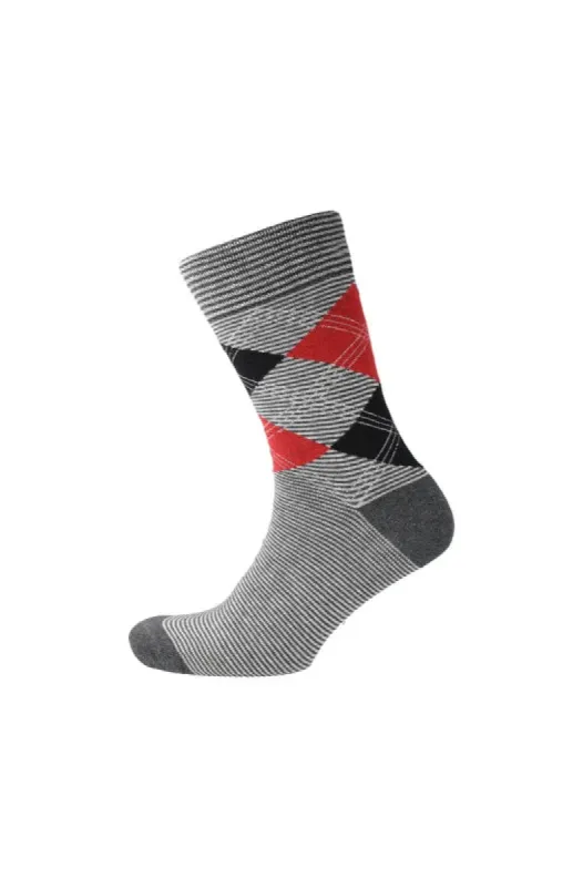 Argyle Single Socks _ 148833 _ Charcoal Mel sold by Dunns