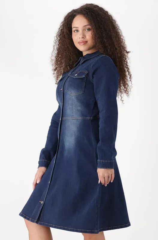 Joanne Fit And Flare Denim Dress _ 148644 _ Dark Wash sold by Dunns product image thumbnail 2