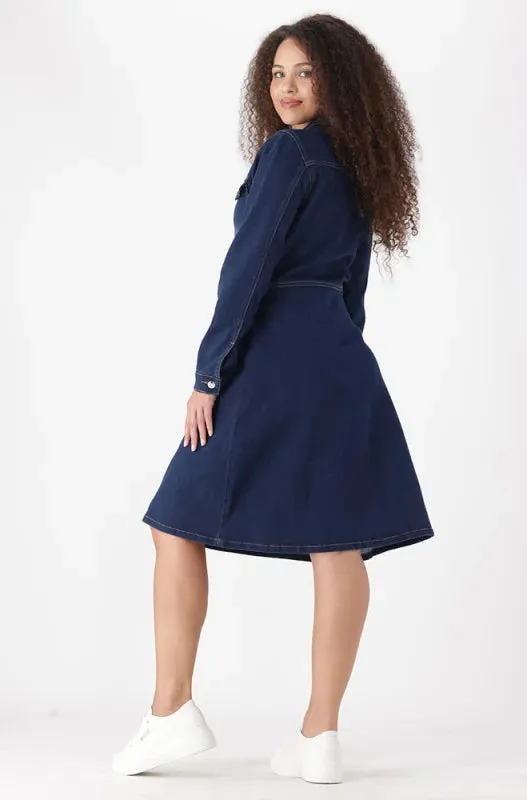 Joanne Fit And Flare Denim Dress _ 148644 _ Dark Wash sold by Dunns product image thumbnail 5