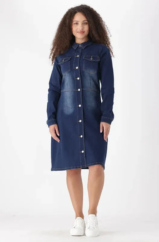 Joanne Fit And Flare Denim Dress _ 148644 _ Dark Wash sold by Dunns product image thumbnail 4