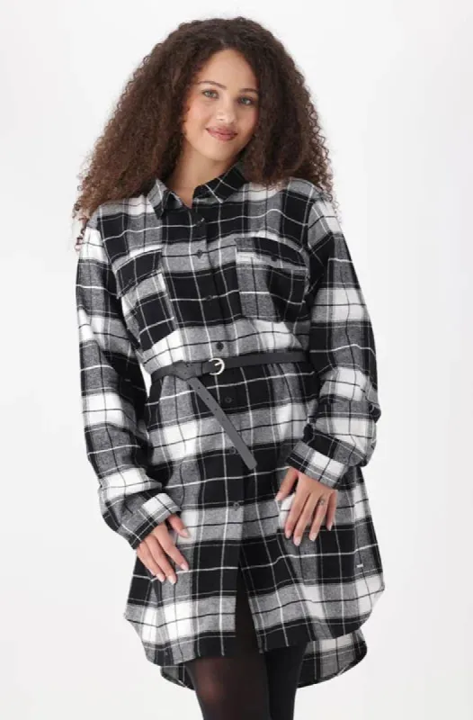 Fara Belted  Check Shirt Dress _ 148085 _ Black sold by Dunns