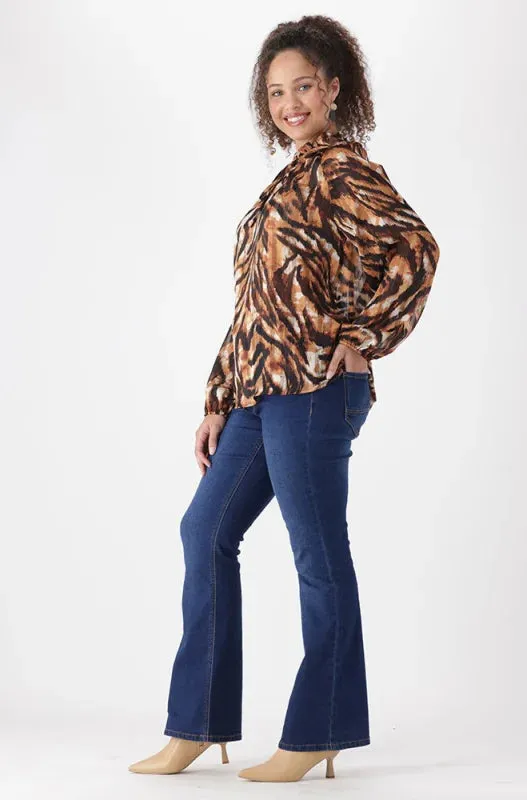 Kamala Animal Print Tie Blouse _ 148363 _ Brown sold by Dunns product image thumbnail 5