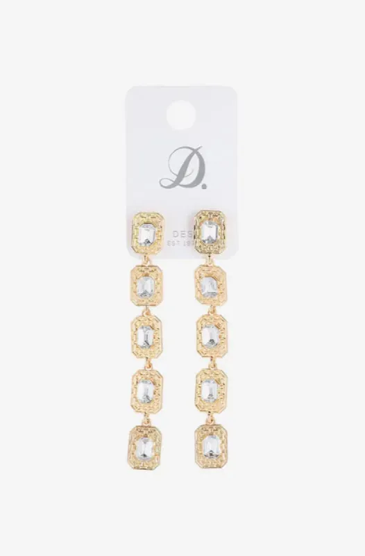 Zurina Drop Crystal Glam Earrings _ 148745 _ Gold sold by Dunns