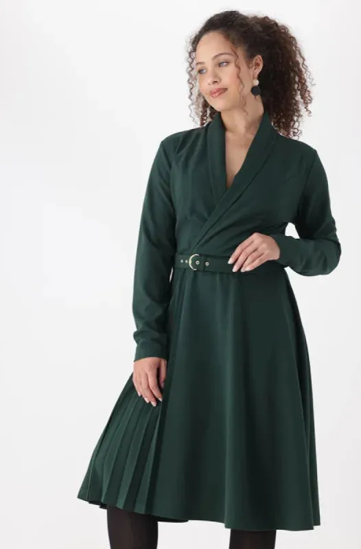 Violet Pleated Belted Dress _ 148688 _ Green sold by Dunns
