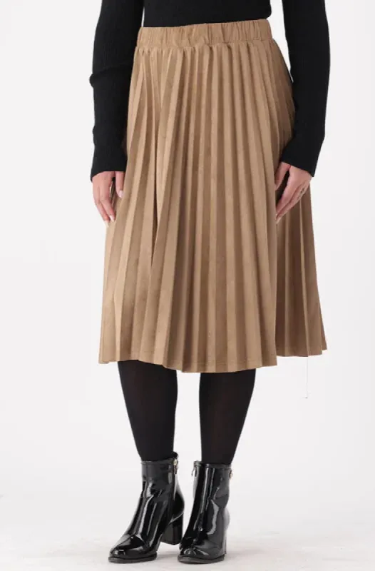Emilia Pleated Midi Skirt _ 148196 _ Taupe sold by Dunns