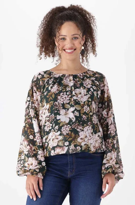 Kamala Bubble Hem Blouse _ 148508 _ Green sold by Dunns