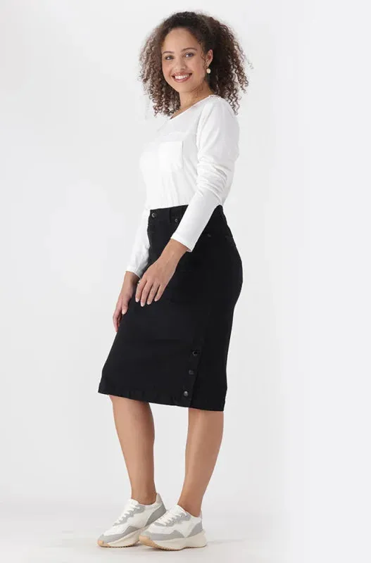 Camden Button Through Denim Skirt _ 147870 _ Black sold by Dunns product image thumbnail 5