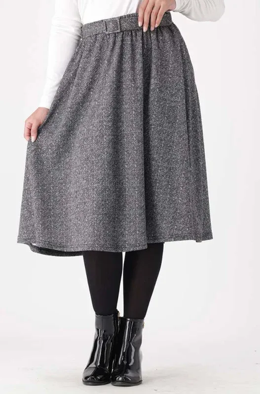 Melissa Belted Fit And Flare Skirt _ 148105 _ Grey sold by Dunns