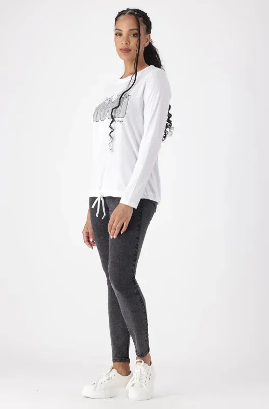 Carlie Drawcord Graphic Tee _ 149383 _ White sold by Dunns product image thumbnail 5