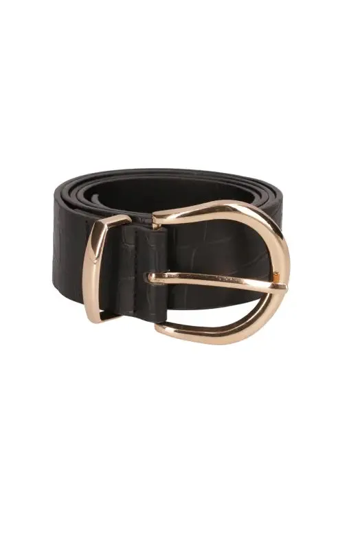 Rosaria Croc Circle Belt _ 118790 _ Black sold by Dunns