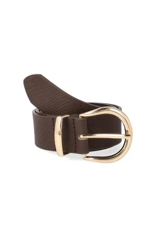 Rosaria Croc Circle Belt _ 118791 _ Brown sold by Dunns