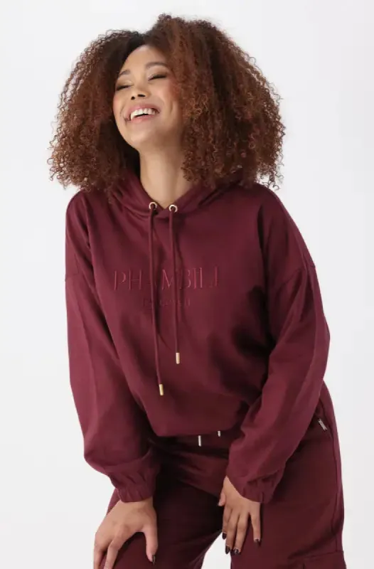 Lucy Fleece Hoodie _ 145443 _ Burgundy sold by Dunns