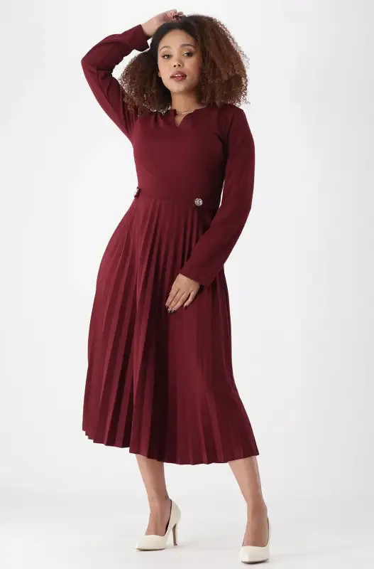 Emily Tab Detail Dress _ 148067 _ Burgundy sold by Dunns product image thumbnail 4