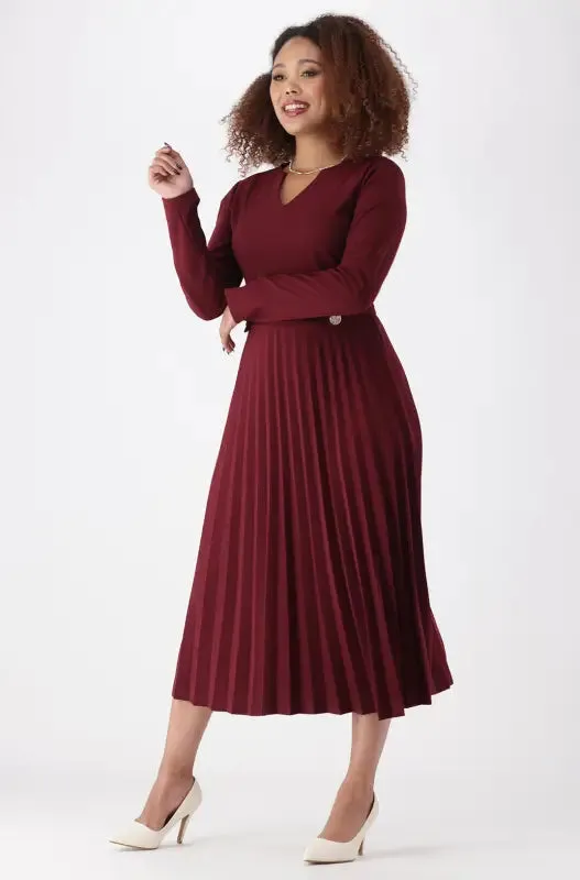 Emily Tab Detail Dress _ 148067 _ Burgundy sold by Dunns product image thumbnail 5