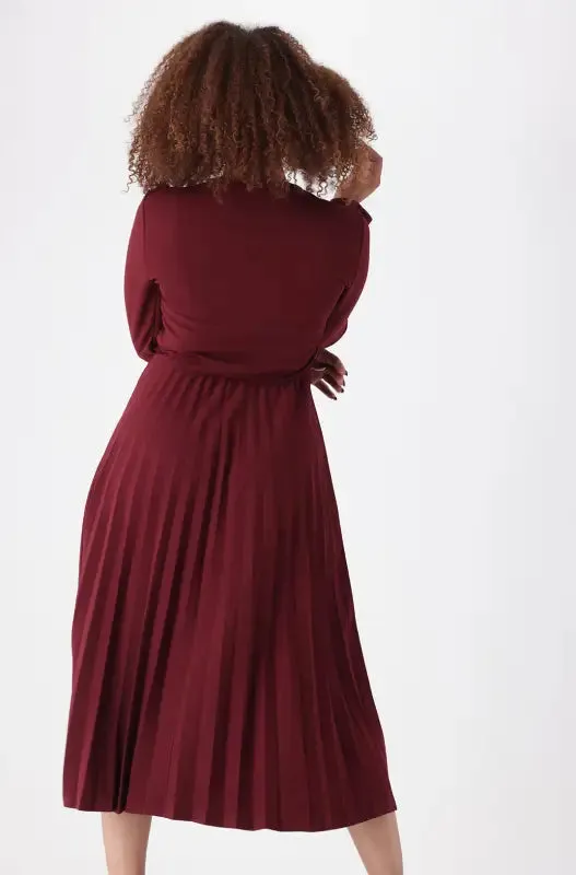 Emily Tab Detail Dress _ 148067 _ Burgundy sold by Dunns product image thumbnail 3
