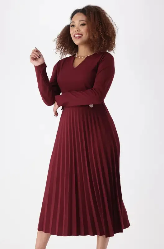 Emily Tab Detail Dress _ 148067 _ Burgundy sold by Dunns product image thumbnail 2