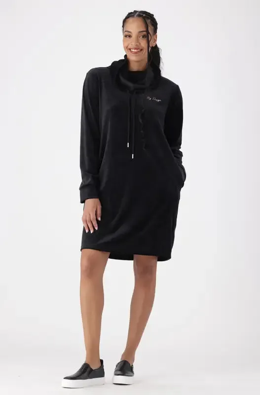 Mia Velour Cowl Neck Dress _ 146463 _ Black sold by Dunns product image thumbnail 4