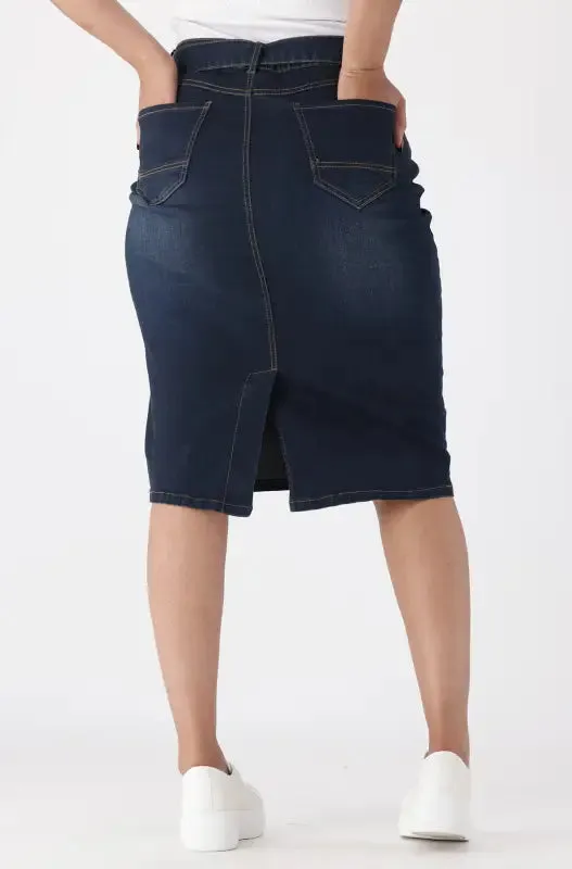 Julia Belted Denim Skirt _ 147869 _ Dark Wash sold by Dunns product image thumbnail 3