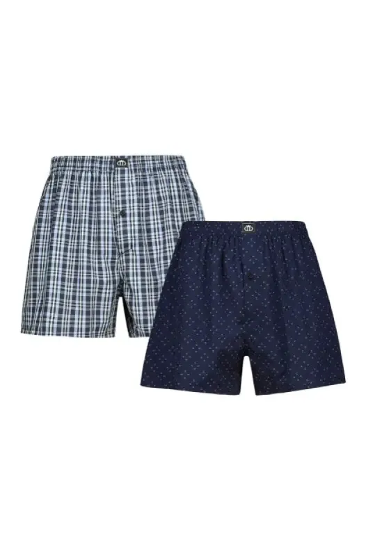 Gibson Woven Boxers - 2 Pack _ 139951 _ Navy sold by Dunns