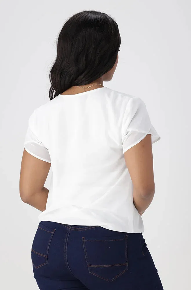 Mayre Bubble Hem Top _ 151953 _ Milk sold by Dunns product image thumbnail 3