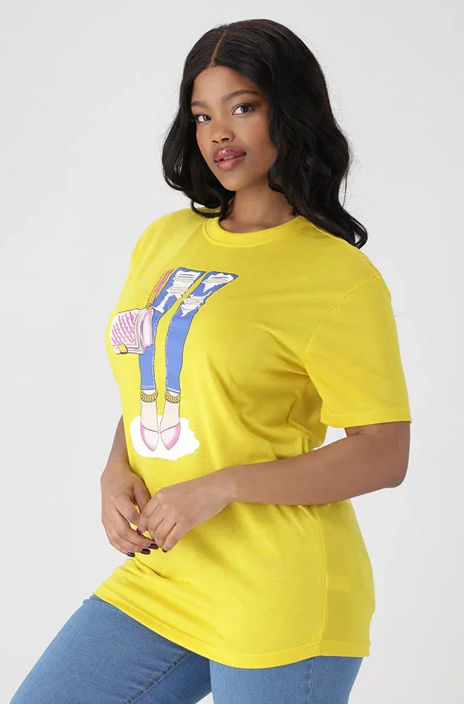 Jade Graphic Print Boyfriend Tee _ 154190 _ Yellow sold by Dunns product image thumbnail 2