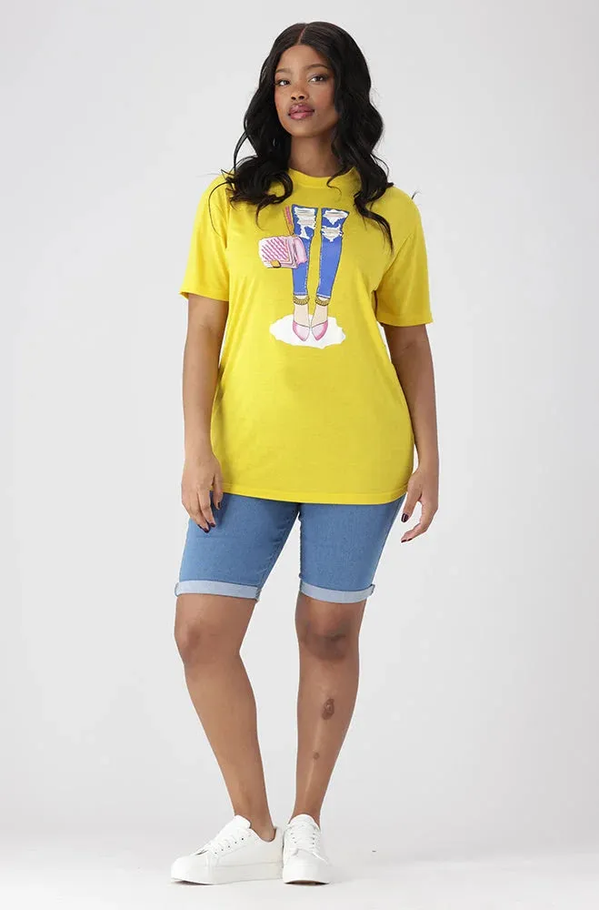 Jade Graphic Print Boyfriend Tee _ 154190 _ Yellow sold by Dunns product image thumbnail 4