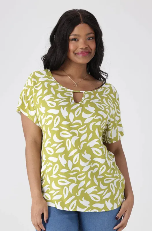 Edith Printed Viscose Top  Top _ 154944 _ Green sold by Dunns