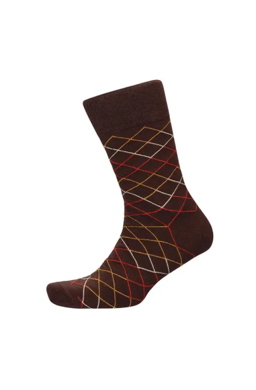 Diamond Design Sock _ 152957 _ Brown sold by Dunns