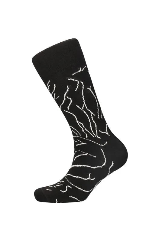 Abstract Leaf Sock _ 152950 _ Black sold by Dunns