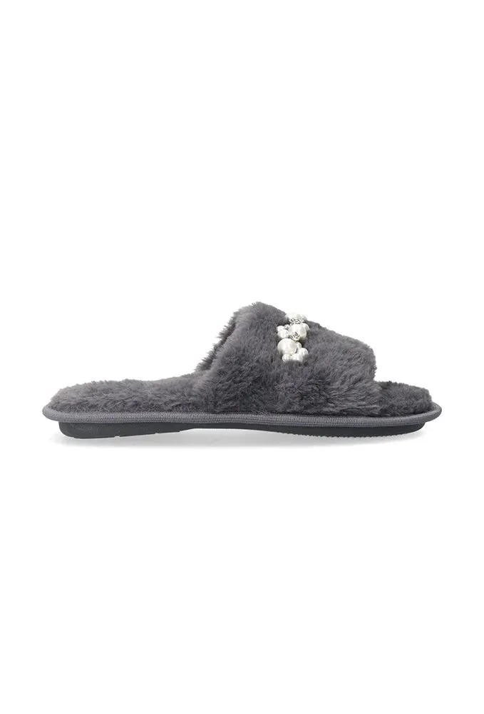 Berry Slipper _ 153459 _ Charcoal sold by Dunns