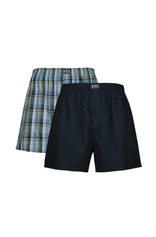 Ernesto Woven Boxers 2pk _ 150823 _ Blue sold by Dunns