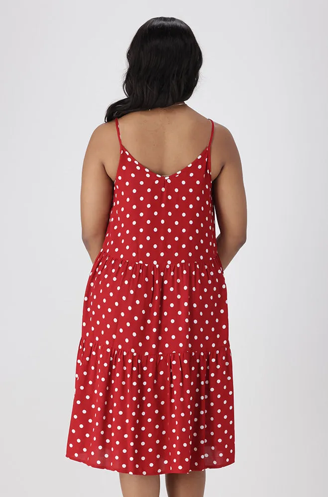 Laurel Strappy Tiered Dress _ 154036 _ Red sold by Dunns product image thumbnail 3
