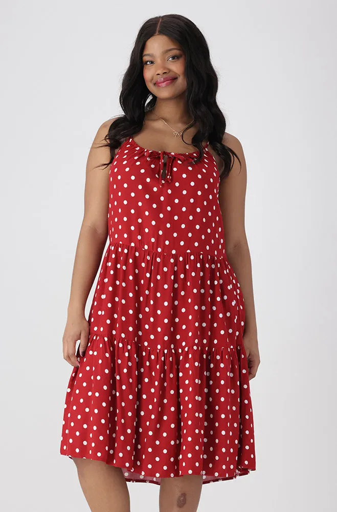 Laurel Strappy Tiered Dress _ 154036 _ Red sold by Dunns