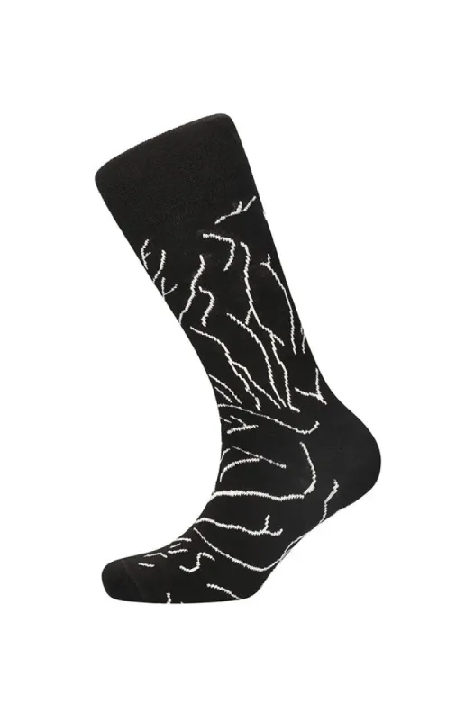 Abstract Leaf Sock _ 152950 _ Black sold by Dunns